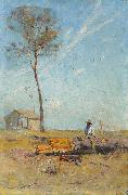 Arthur streeton Whelan on the log oil painting